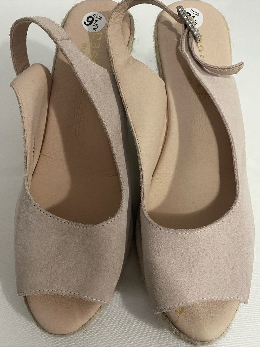 Women’s Light Pink Leather/Suede Wedge Heels Size 9.5